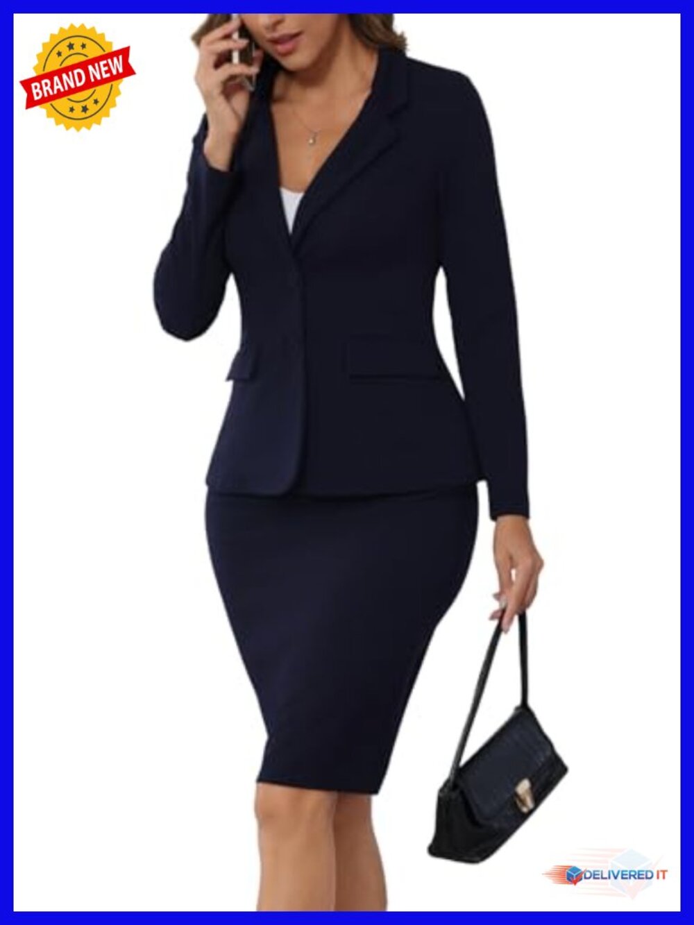 2-Piece Blazer & Pencil Skirt Set Business Office Suit